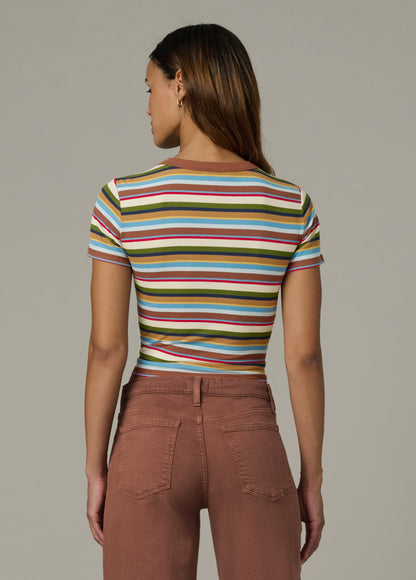 Joe's Jeans Women THE BABY TEE Multi Variegated Stripe