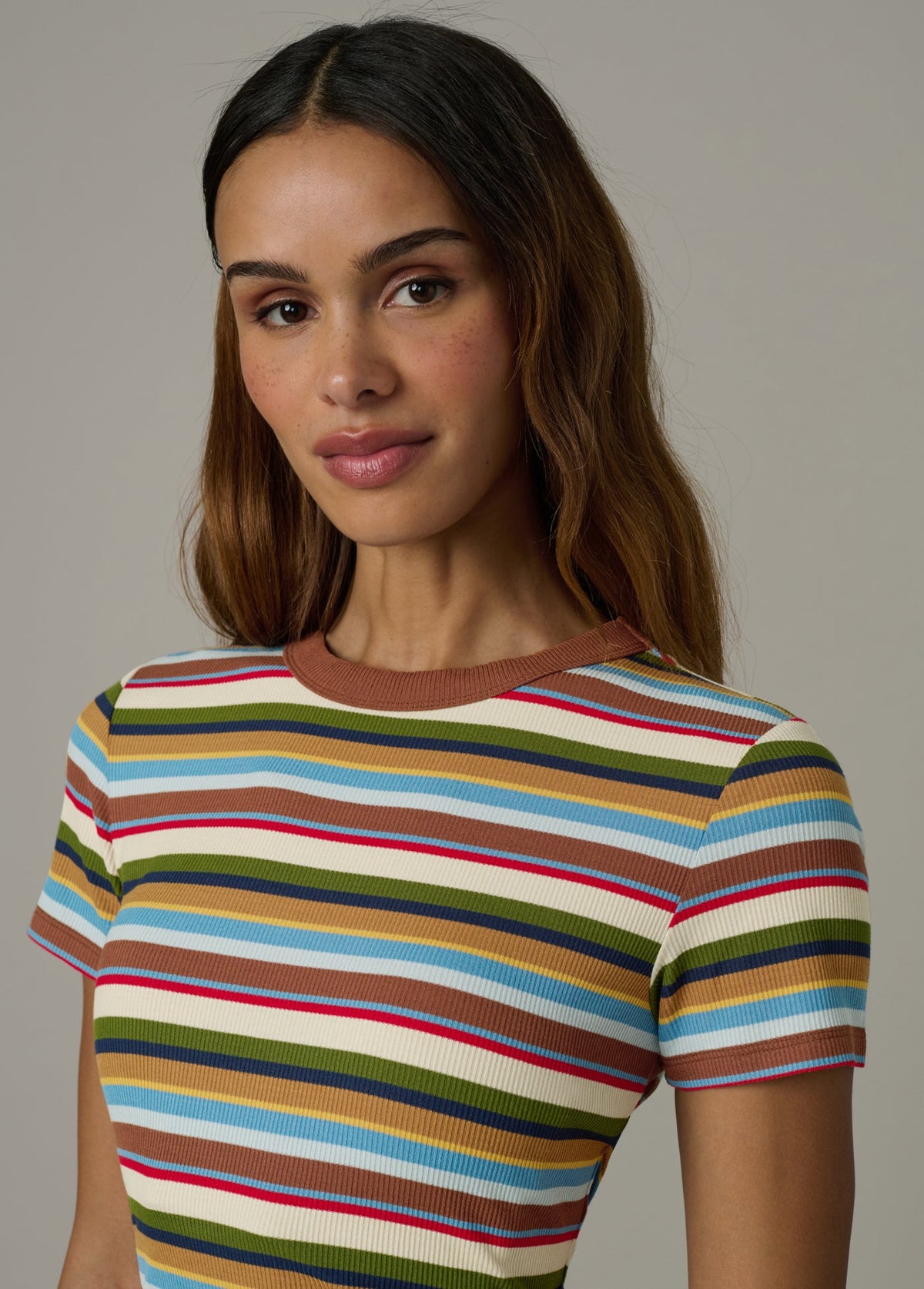 Joe's Jeans Women THE BABY TEE Multi Variegated Stripe