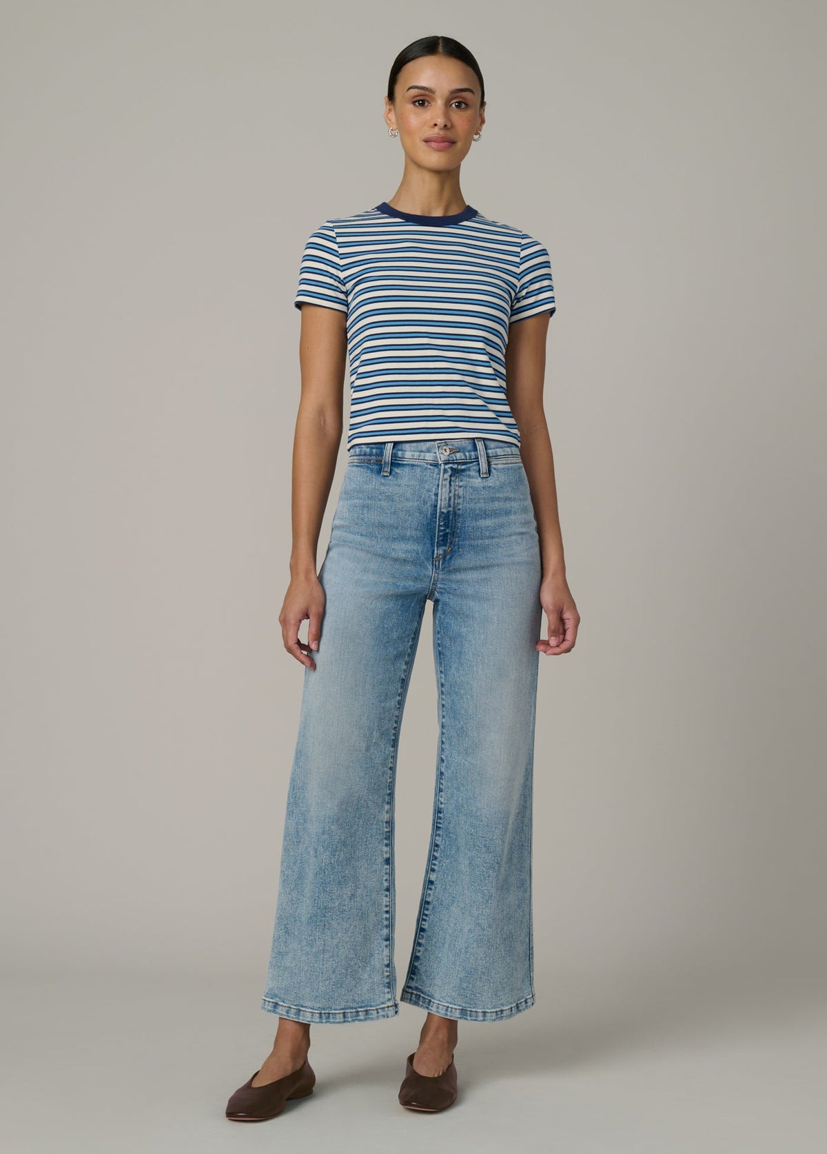 Joe's Jeans Women|Sale THE BABY TEE Ecru/Azure Stripe