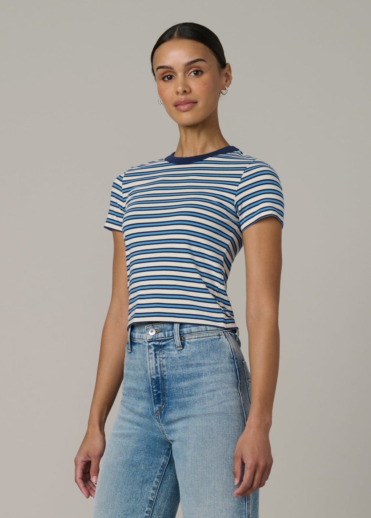 Joe's Jeans Women|Sale THE BABY TEE Ecru/Azure Stripe