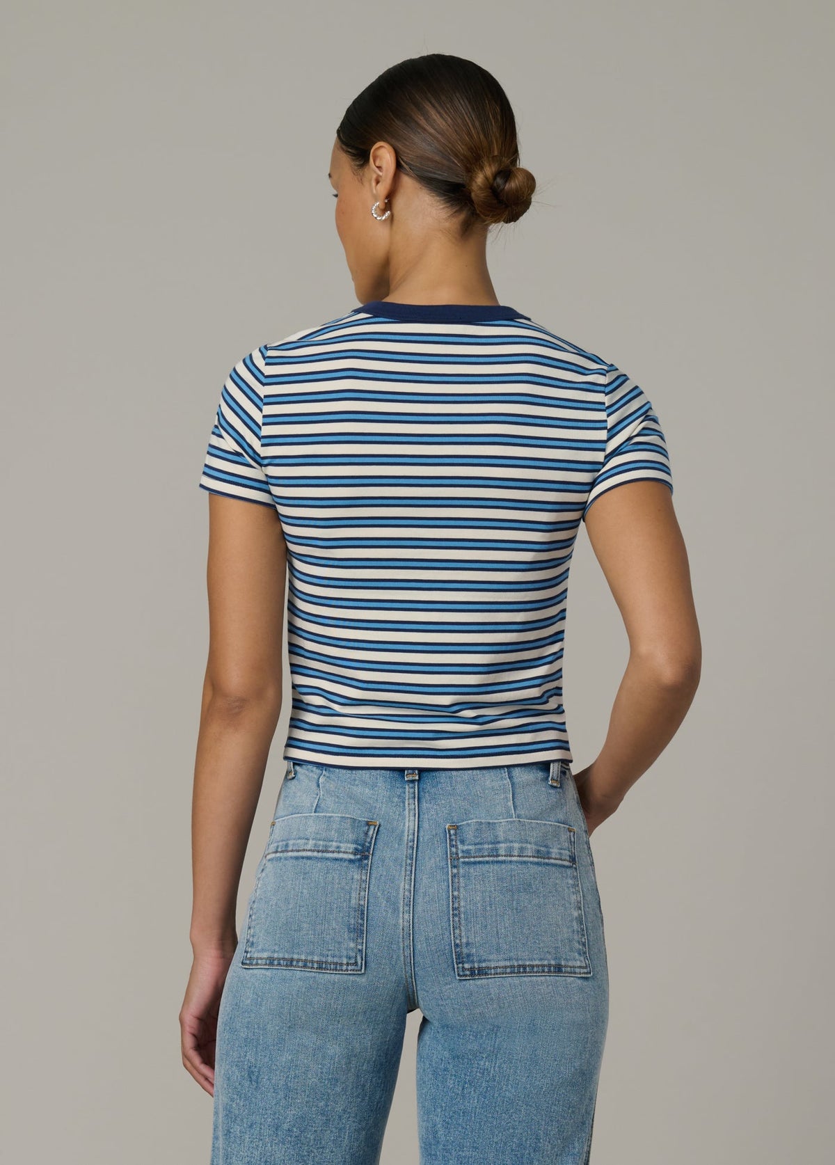 Joe's Jeans Women|Sale THE BABY TEE Ecru/Azure Stripe
