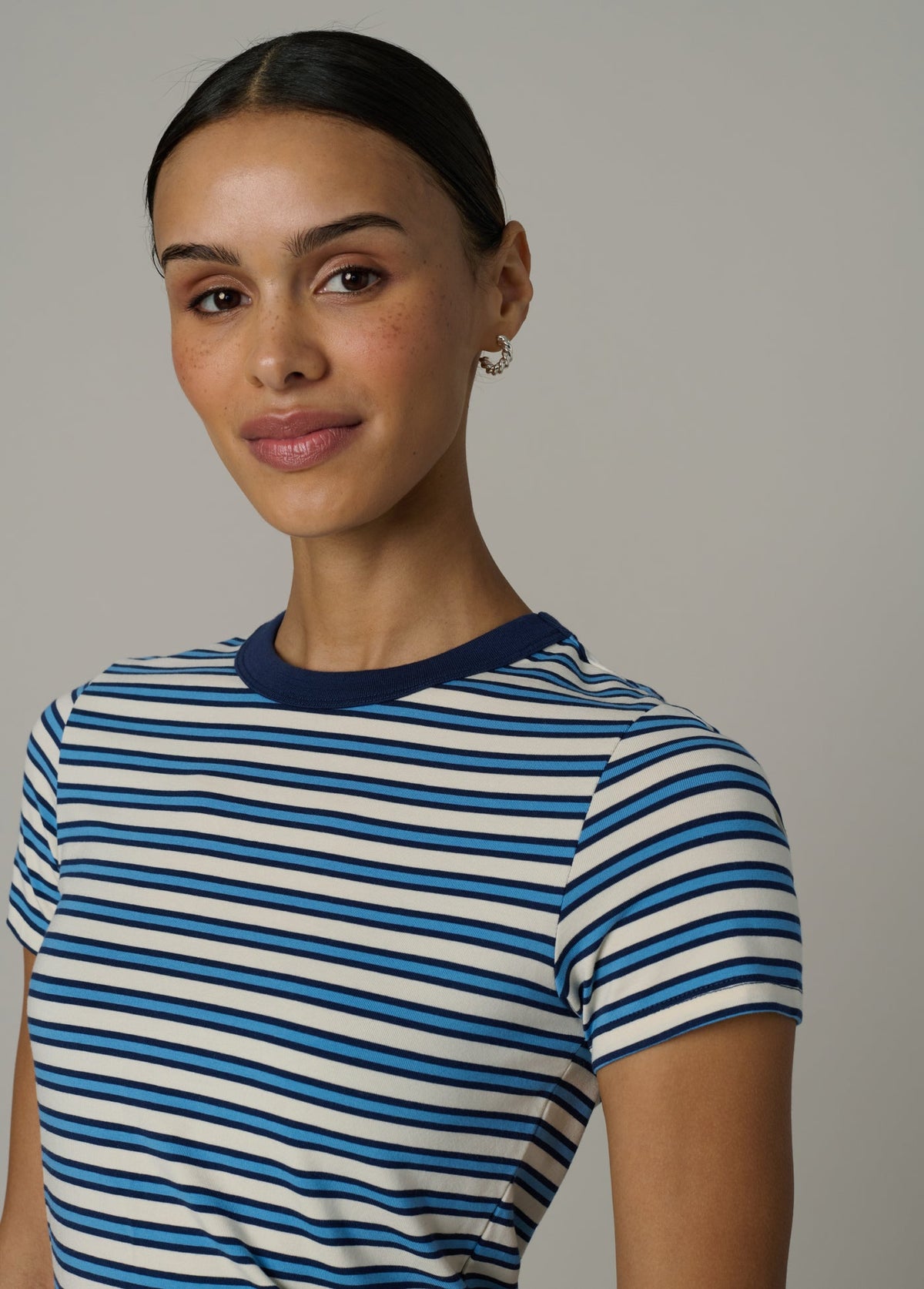 Joe's Jeans Women|Sale THE BABY TEE Ecru/Azure Stripe