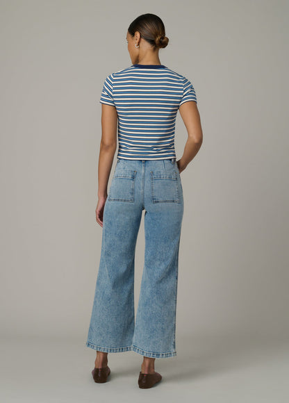 Joe's Jeans Women|Sale THE BABY TEE Ecru/Azure Stripe