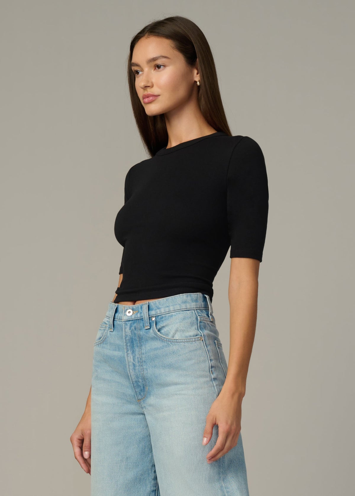 Joe's Jeans Women|Sale THE HALF SLEEVE BABY TEE Black