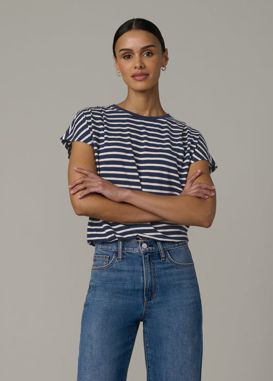 Joe's Jeans Women THE BUBBLE TEE Navy/Ecru Stripe