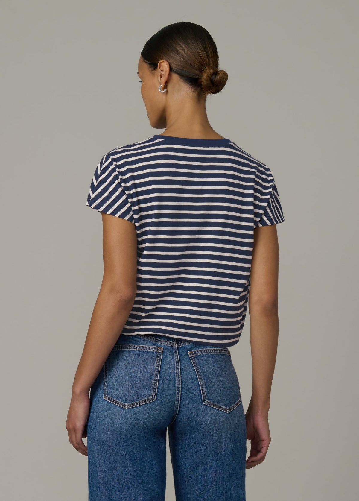 Joe's Jeans Women THE BUBBLE TEE Navy/Ecru Stripe