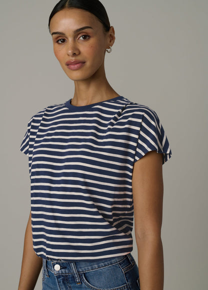 Joe's Jeans Women THE BUBBLE TEE Navy/Ecru Stripe