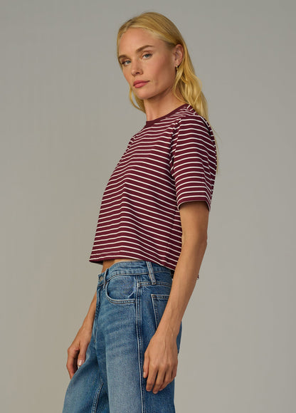 Joe's Jeans Women THE BOXY TEE Bordeaux Breton Stripe