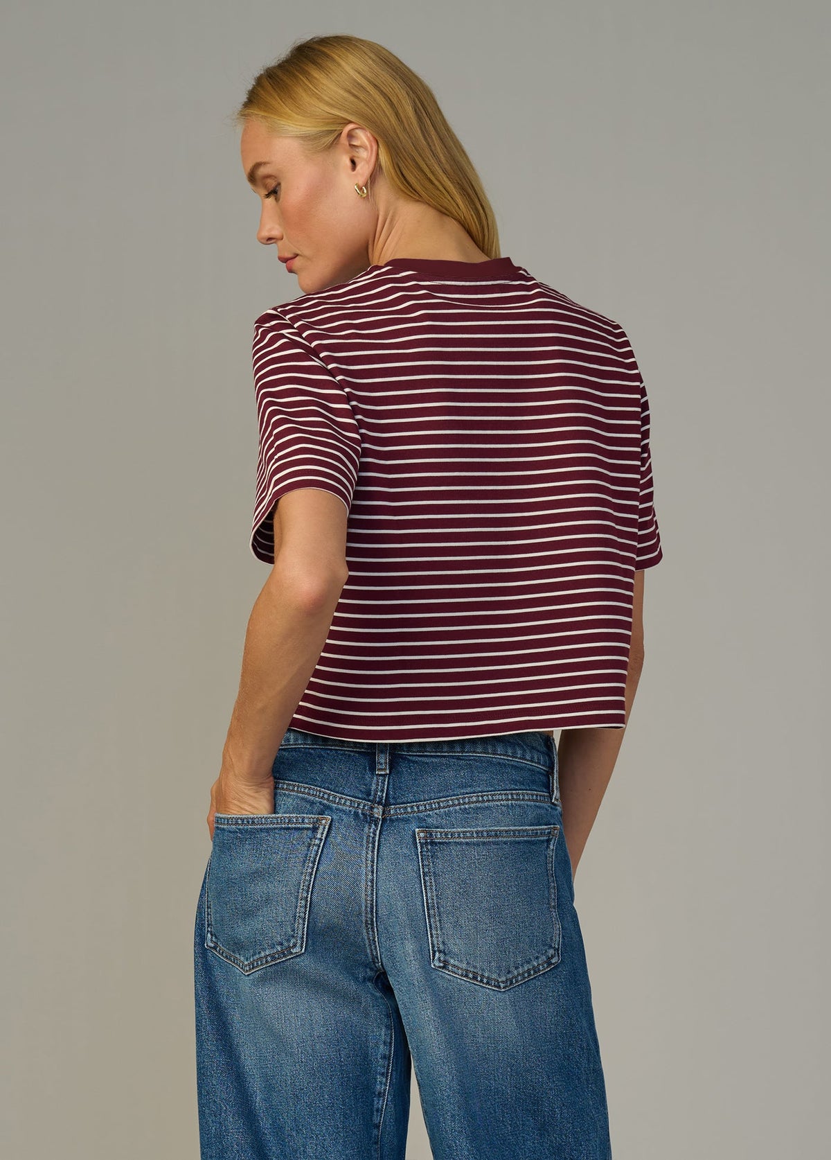 Joe's Jeans Women THE BOXY TEE Bordeaux Breton Stripe