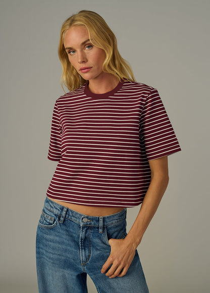 Joe's Jeans Women THE BOXY TEE Bordeaux Breton Stripe