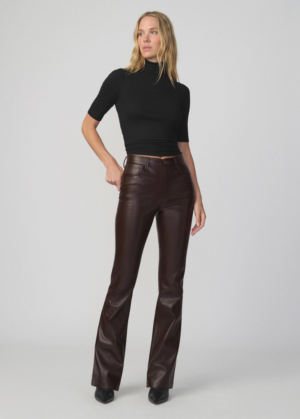 Joe's Jeans Women THE VEGAN LEATHER HI HONEY Dark Chocolate