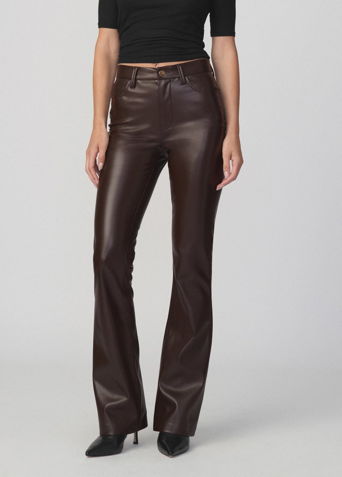 Joe's Jeans Women THE VEGAN LEATHER HI HONEY Dark Chocolate