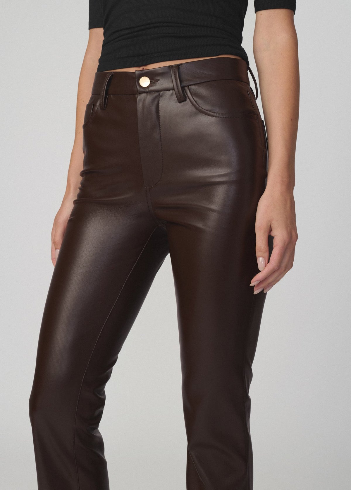 Joe's Jeans Women THE VEGAN LEATHER HI HONEY Dark Chocolate