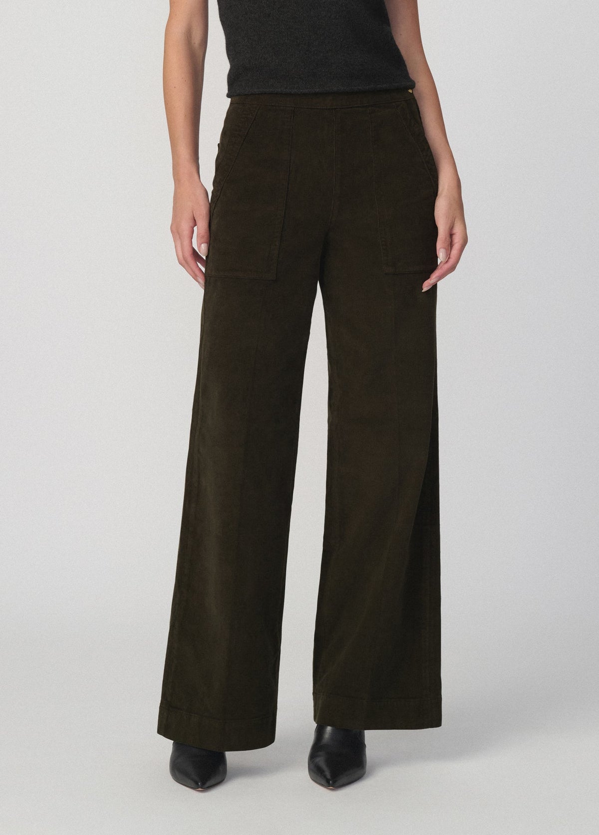 Joe's Jeans Women THE CORDUROY SIDE ZIP WIDE LEG Olive