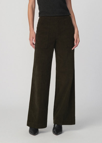 Joe's Jeans Women THE CORDUROY SIDE ZIP WIDE LEG Olive