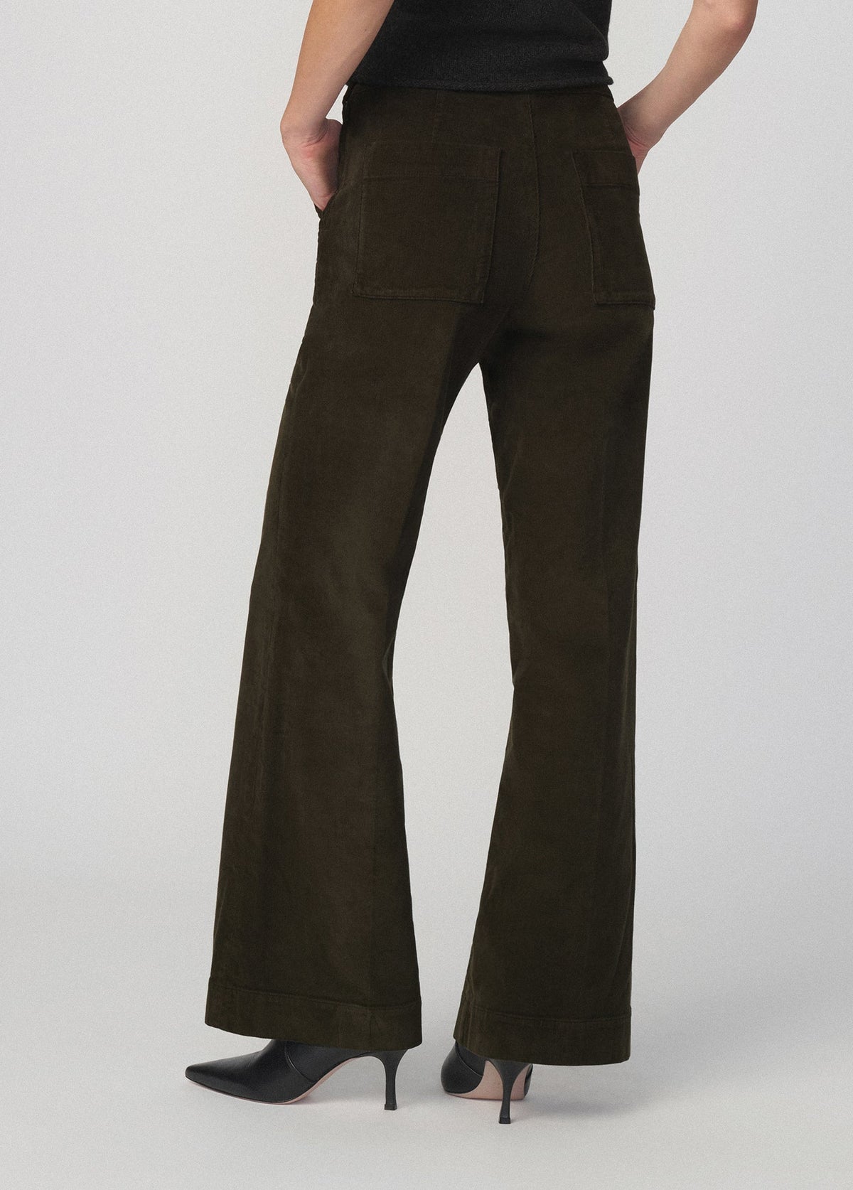 Joe's Jeans Women THE CORDUROY SIDE ZIP WIDE LEG Olive