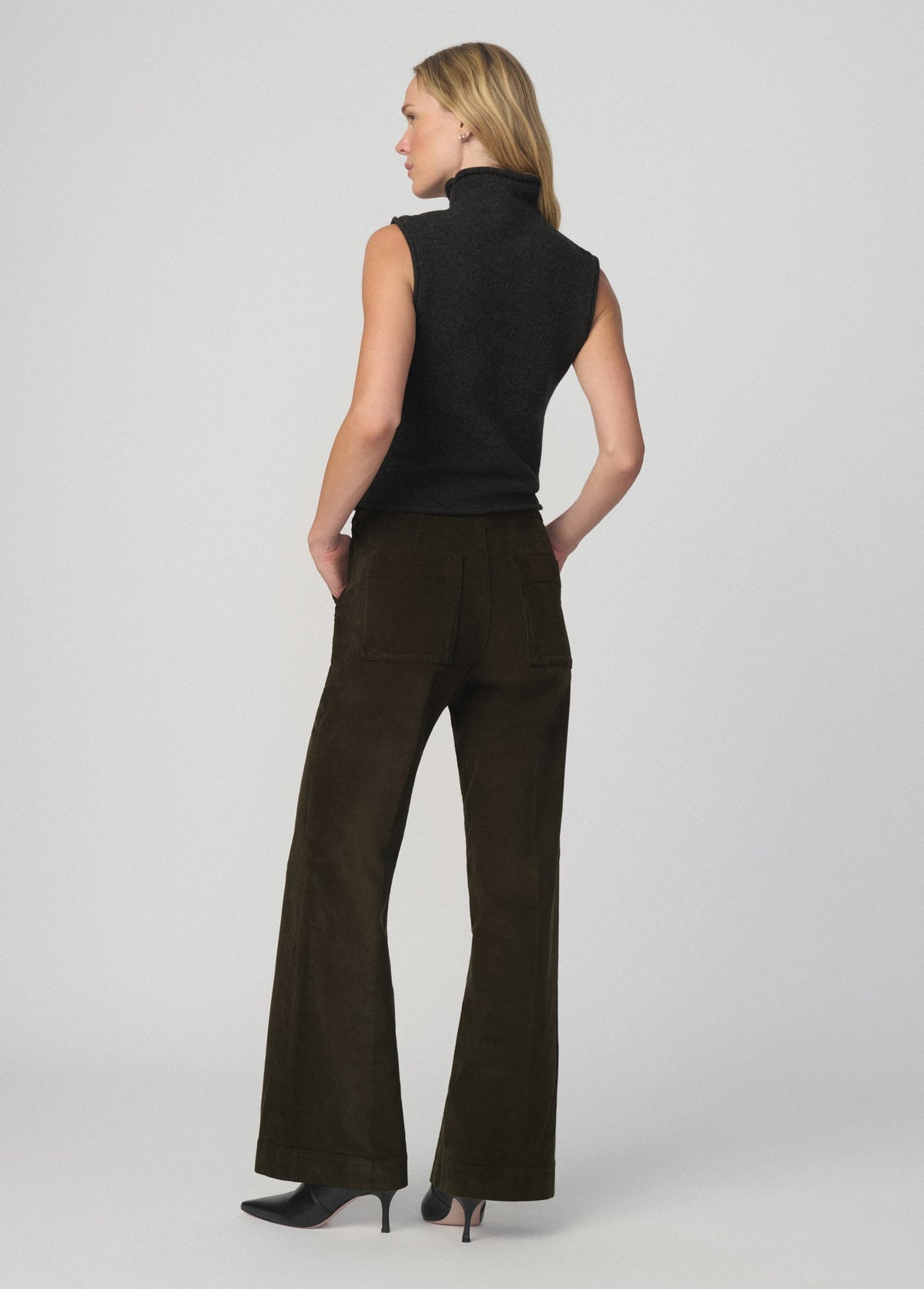 Joe's Jeans Women THE CORDUROY SIDE ZIP WIDE LEG Olive