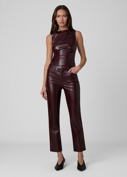 Joe's Jeans Women THE LYRA SLIM ANKLE VEGAN LEATHER Cabernet