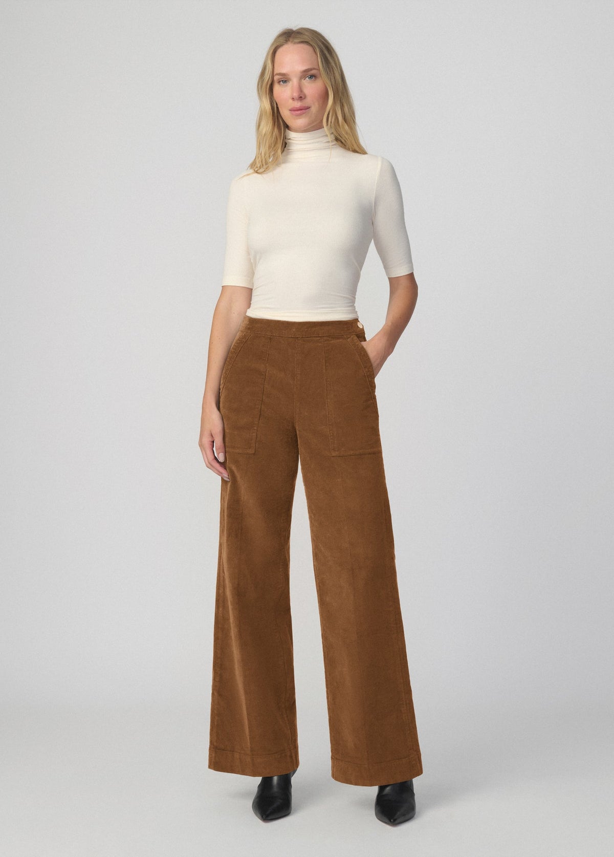 Joe's Jeans Women THE CORDUROY SIDE ZIP WIDE LEG Bronze Brown