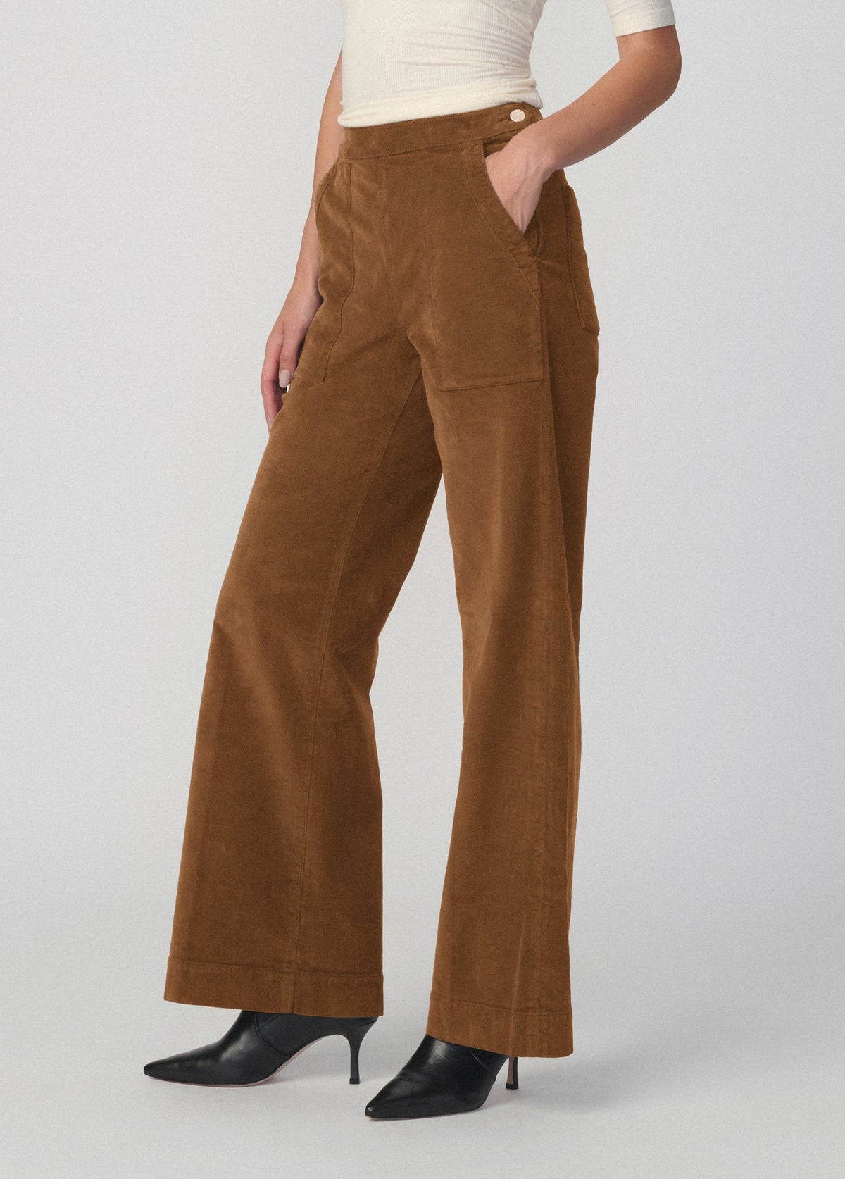 Joe's Jeans Women THE CORDUROY SIDE ZIP WIDE LEG Bronze Brown