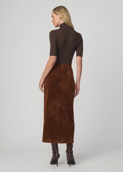Joe's Jeans Women THE VEGAN SUEDE WELT POCKET MIDI SKIRT Chestnut