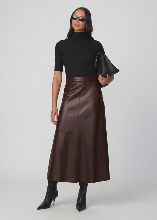 Joe's Jeans Women THE TAVI VEGAN LEATHER SKIRT Dark Chocolate