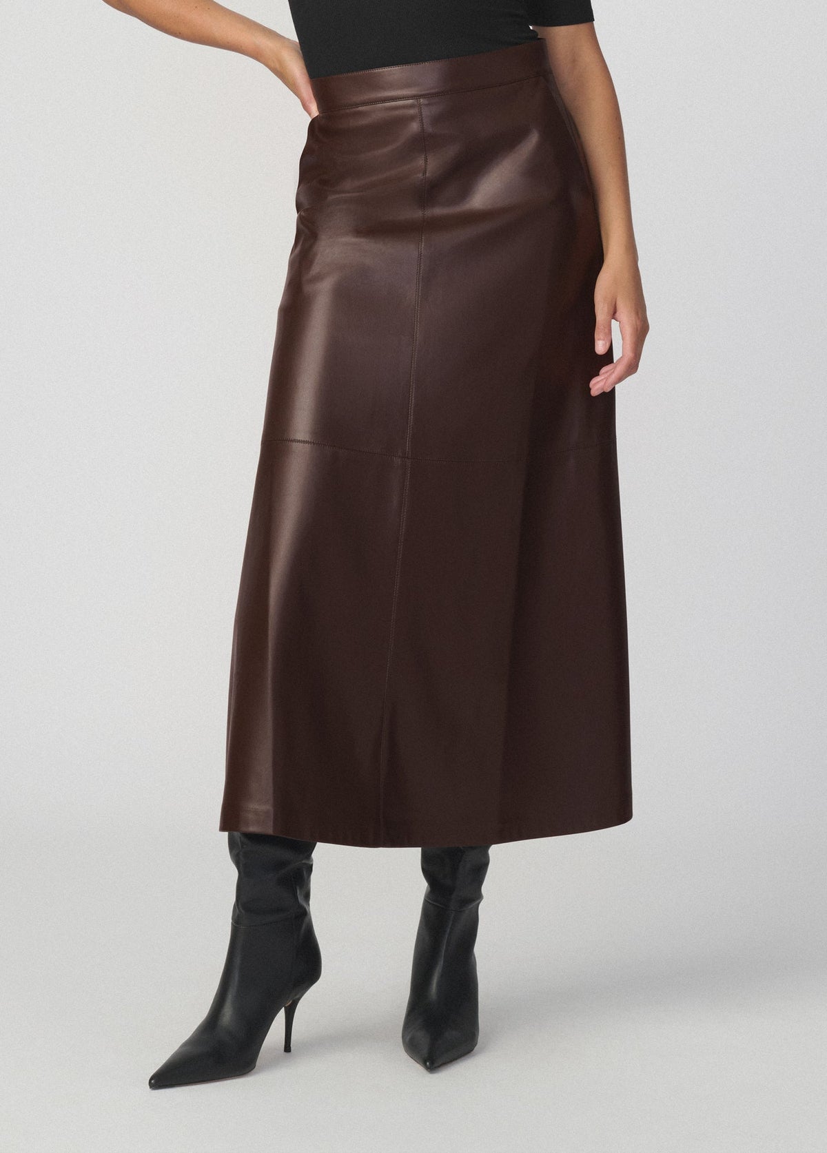 Joe's Jeans Women THE TAVI VEGAN LEATHER SKIRT Dark Chocolate