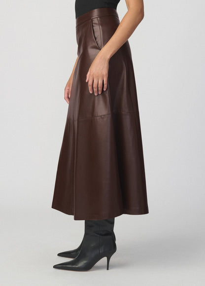 Joe's Jeans Women THE TAVI VEGAN LEATHER SKIRT Dark Chocolate