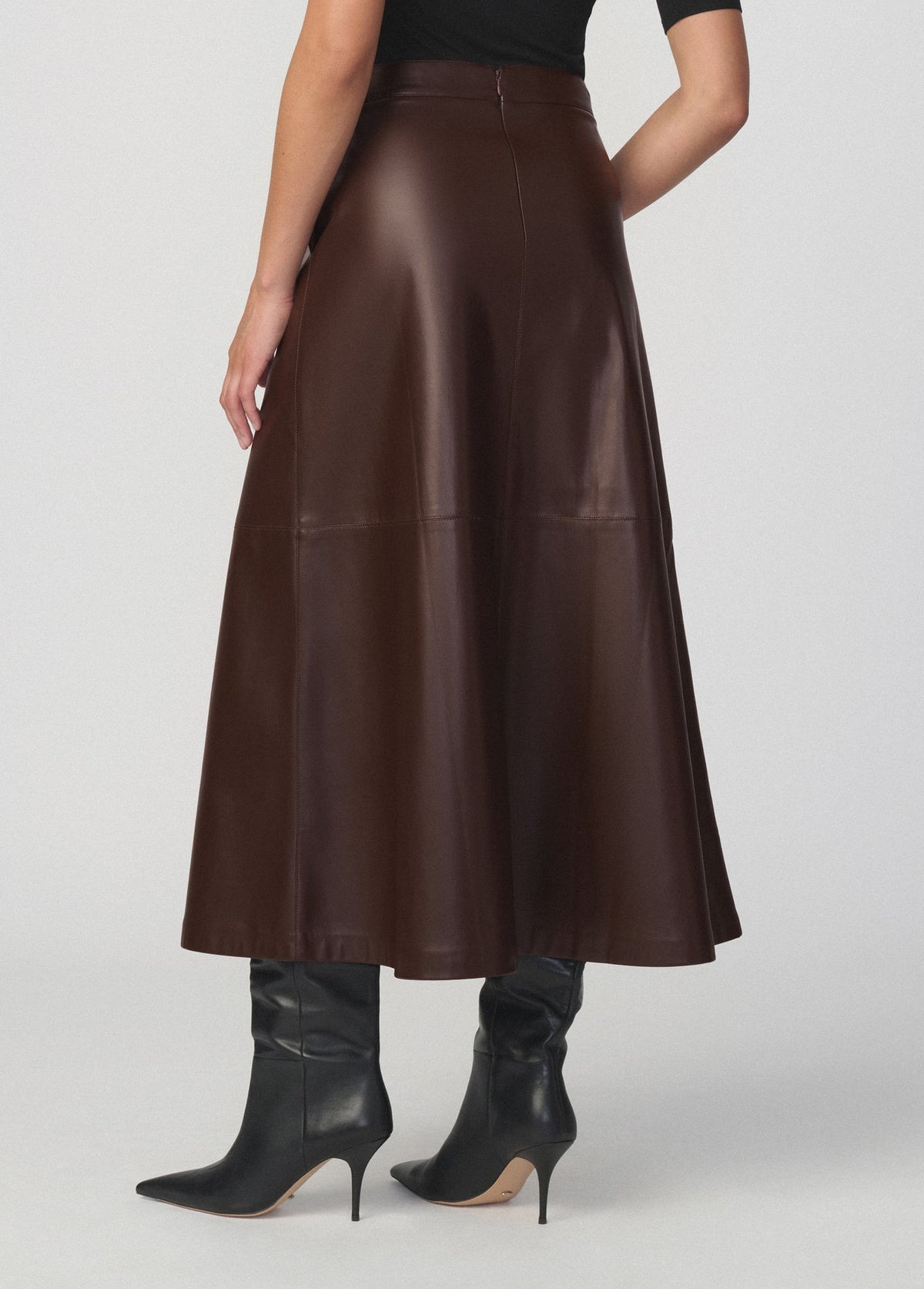 Joe's Jeans Women THE TAVI VEGAN LEATHER SKIRT Dark Chocolate