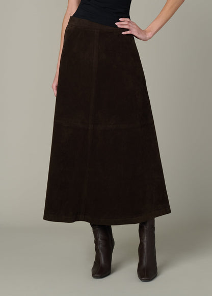 Joe's Jeans Women THE TAVI VEGAN SUEDE SKIRT Dark Chocolate
