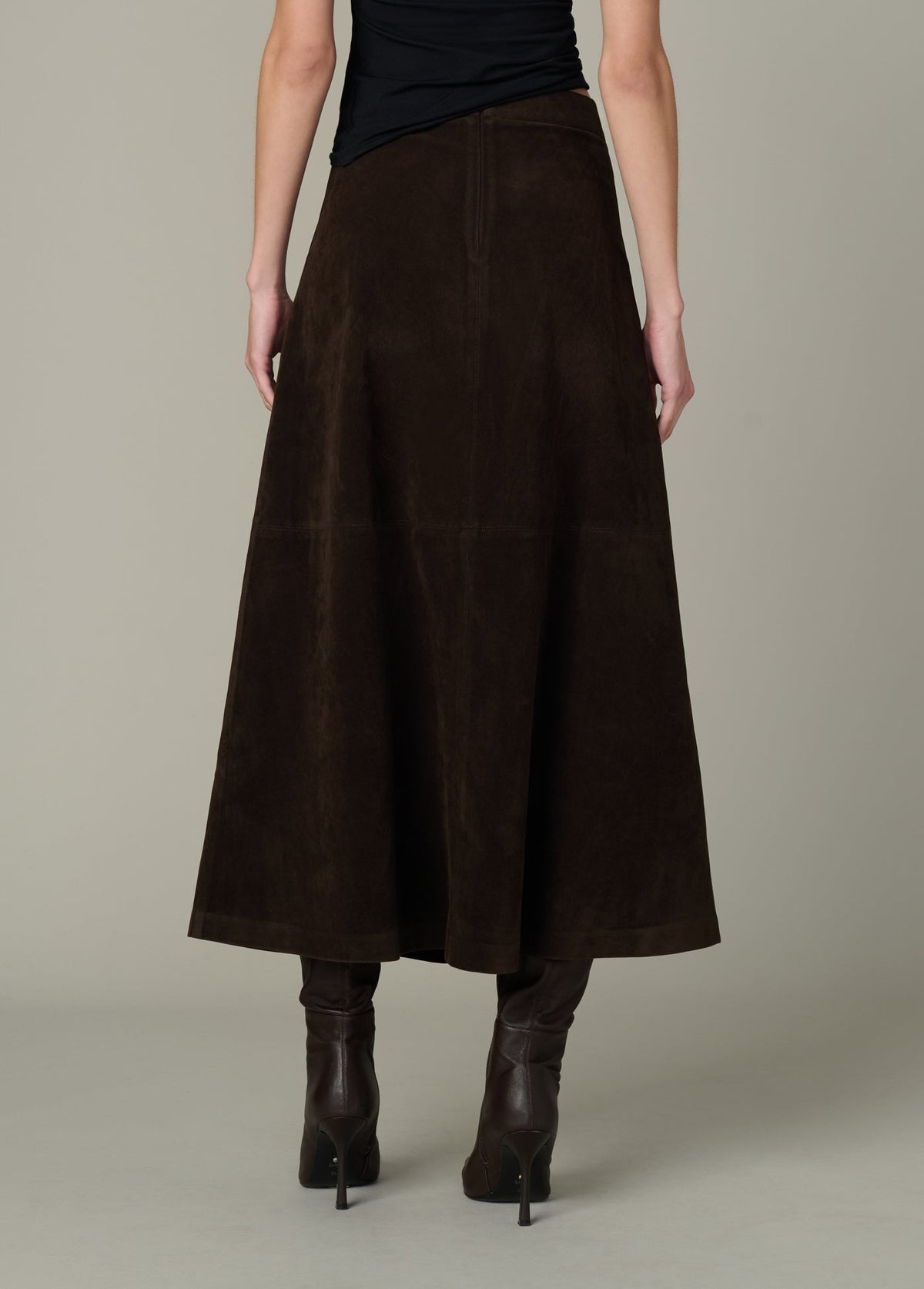 Joe's Jeans Women THE TAVI VEGAN SUEDE SKIRT Dark Chocolate