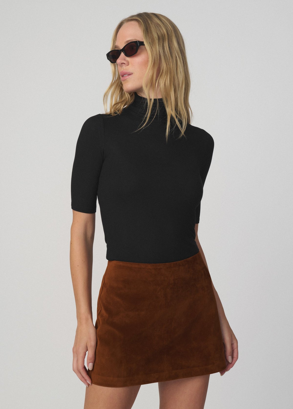 Joe's Jeans Women THE VEGAN SUEDE MINI SKIRT Chestnut