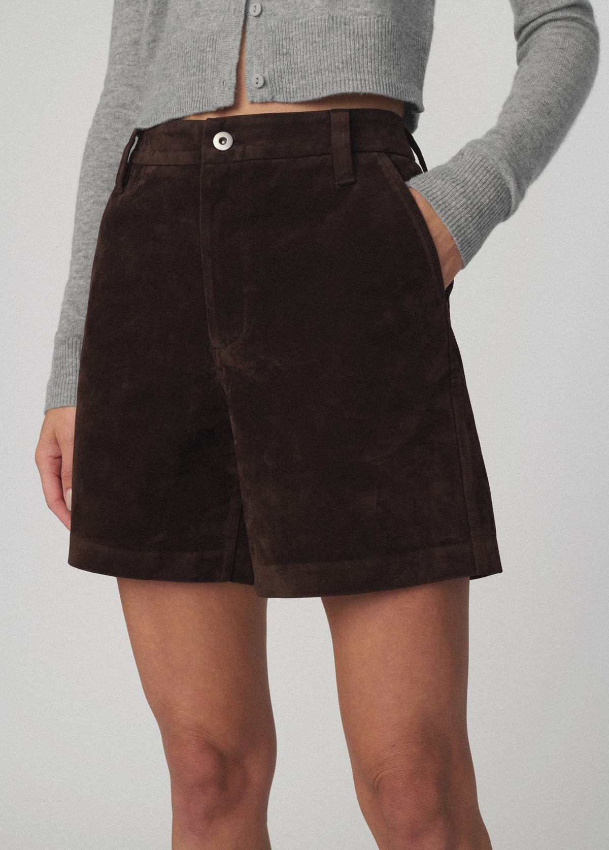 Joe's Jeans Women THE VEGAN SUEDE HARLOWE SHORT Dark Chocolate