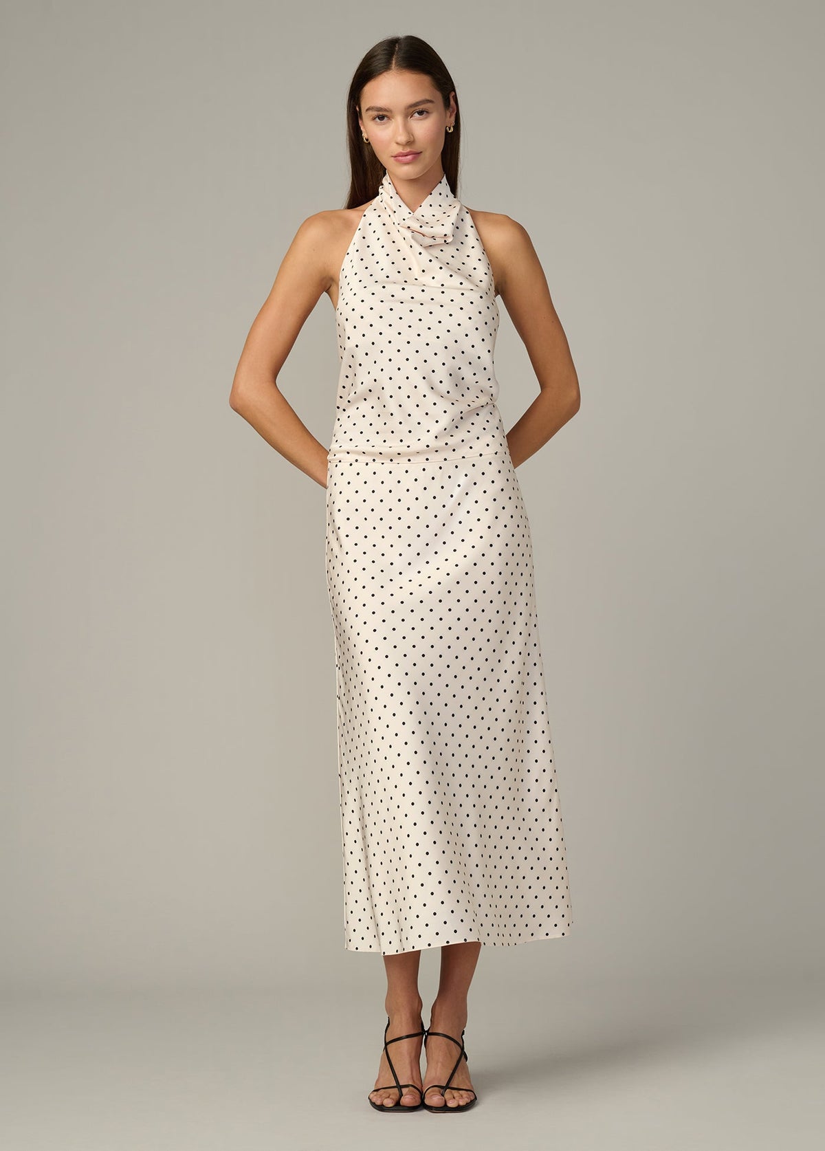 Joe's Jeans Women THE INES MIDI SKIRT Ecru Polka Dot