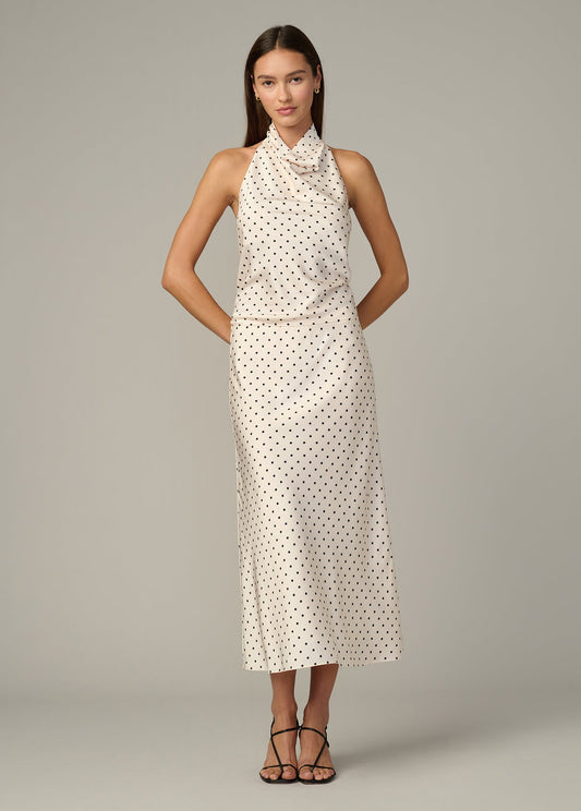 Joe's Jeans Women THE INES MIDI SKIRT Ecru Polka Dot