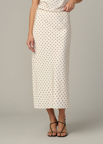 Joe's Jeans Women THE INES MIDI SKIRT Ecru Polka Dot