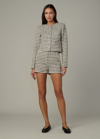 Joe's Jeans Women|Sale THE FRANKIE TAILORED SHORTIE Midnight Ecru Stripe