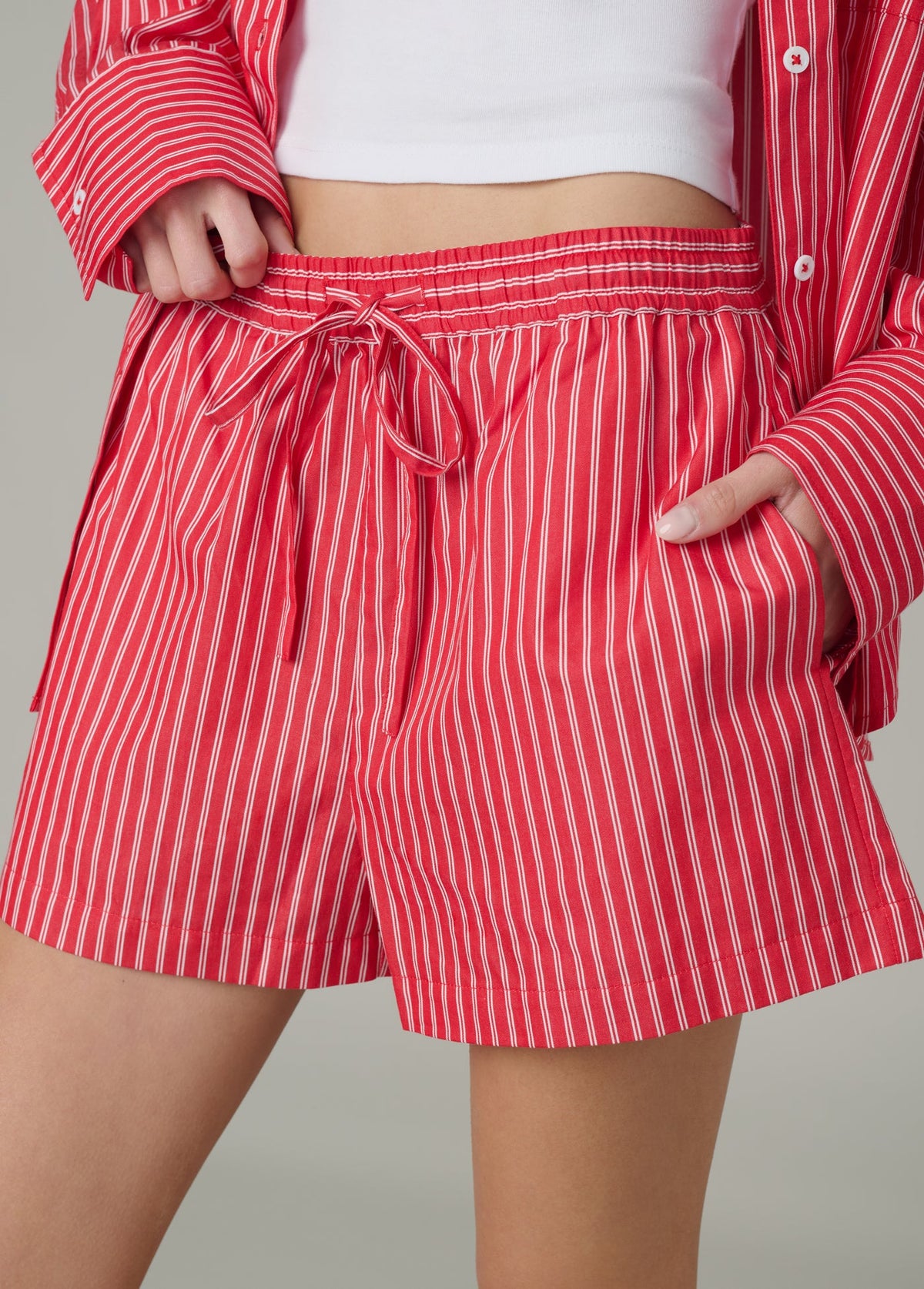 Joe's Jeans Women|Sale THE BOXER SHORT Cherry Red White Stripe