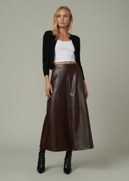 Joe's Jeans Women THE TAVI VEGAN LEATHER SKIRT Coffee Bean