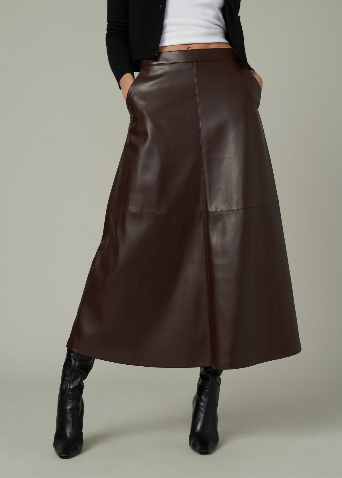 Joe's Jeans Women THE TAVI VEGAN LEATHER SKIRT Coffee Bean