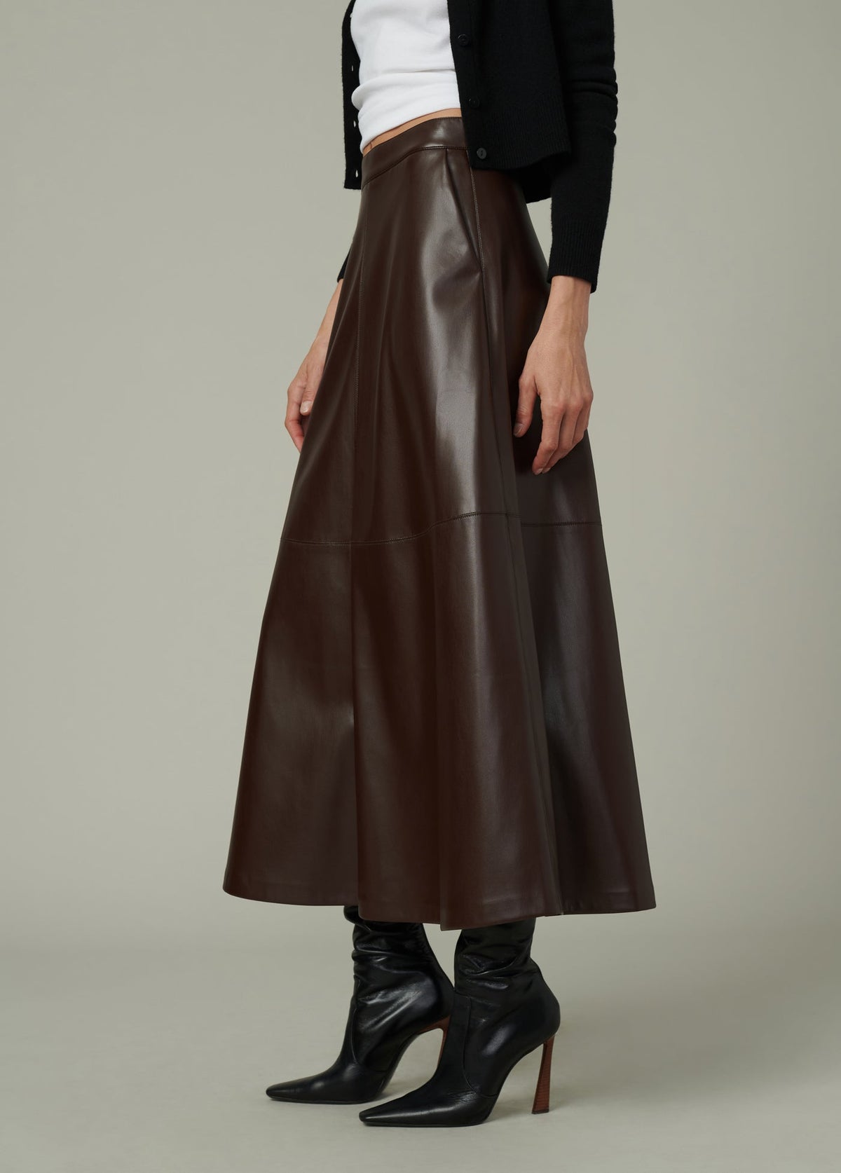 Joe's Jeans Women THE TAVI VEGAN LEATHER SKIRT Coffee Bean