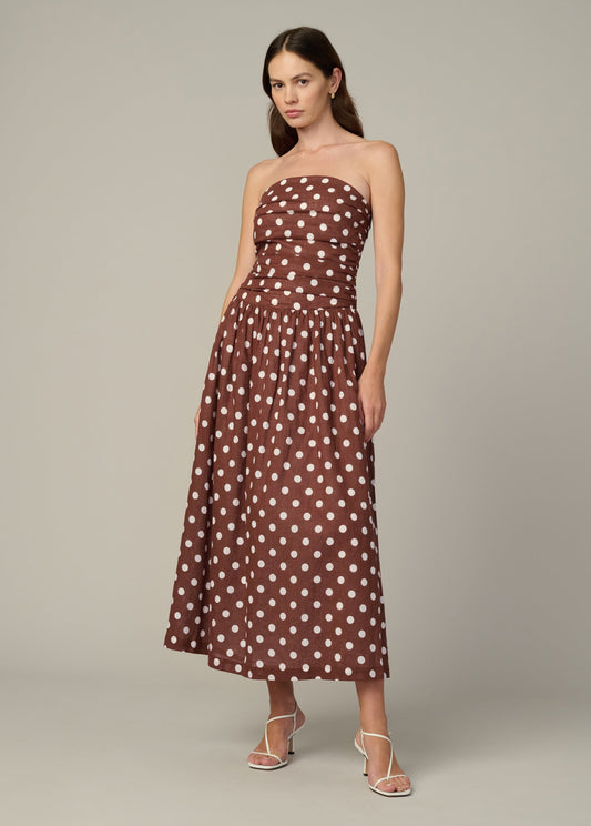 Joe's Jeans Women THE REINA MAXI DRESS Chocolateecru Dot