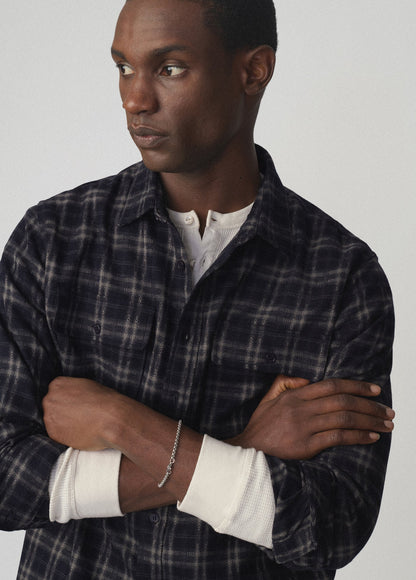 Joe's Jeans Men PLAID DOUBLE FLAP POCKET SHIRT Navy Multi