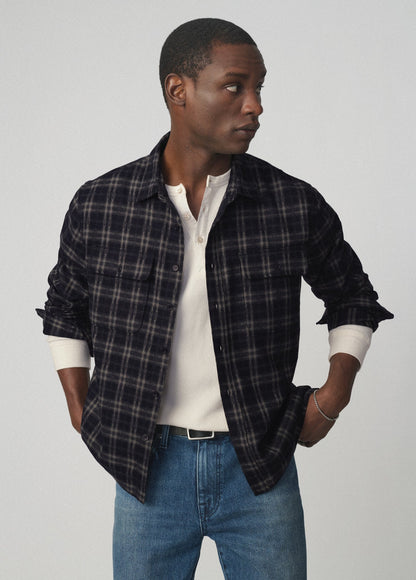 Joe's Jeans Men PLAID DOUBLE FLAP POCKET SHIRT Navy Multi