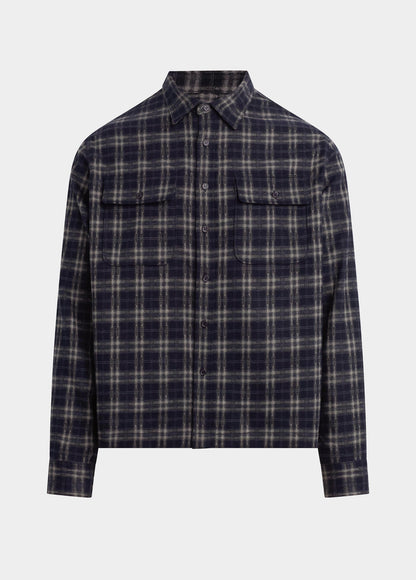 Joe's Jeans Men PLAID DOUBLE FLAP POCKET SHIRT Navy Multi