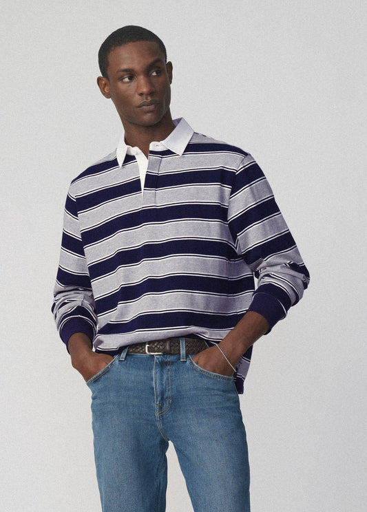 Joe's Jeans Men LONG SLEEVE RUGBY SHIRT Peacoat Multi
