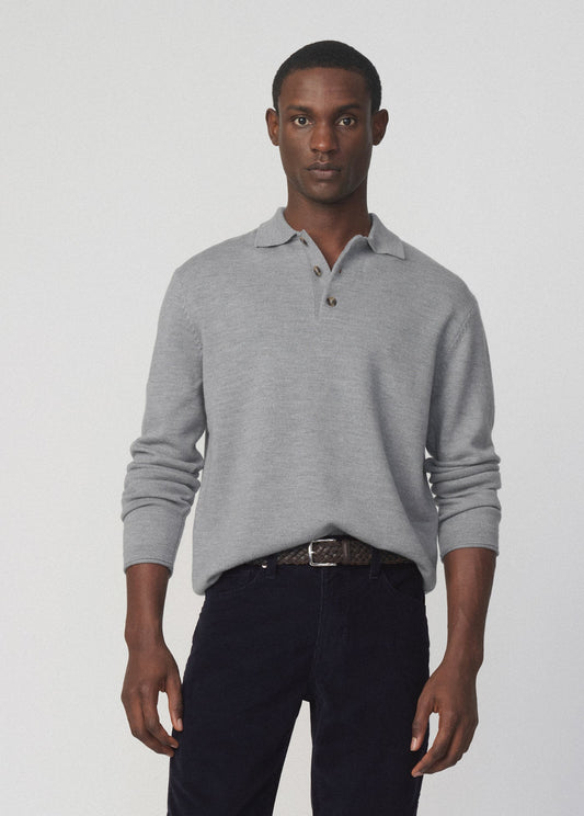 Joe's Jeans Men MERINO POLO SWEATER Heather Grey