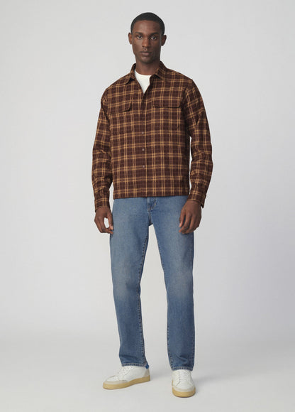 Joe's Jeans Men PLAID DOUBLE FLAP POCKET SHIRT Brown Multi