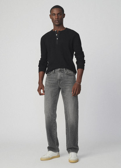 Joe's Jeans Men LONG SLEEVE HENLEY WAFFLE TEE Black