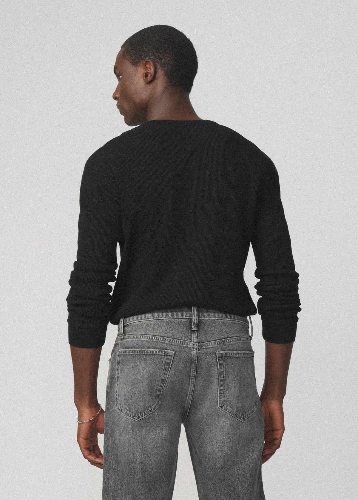 Joe's Jeans Men LONG SLEEVE HENLEY WAFFLE TEE Black